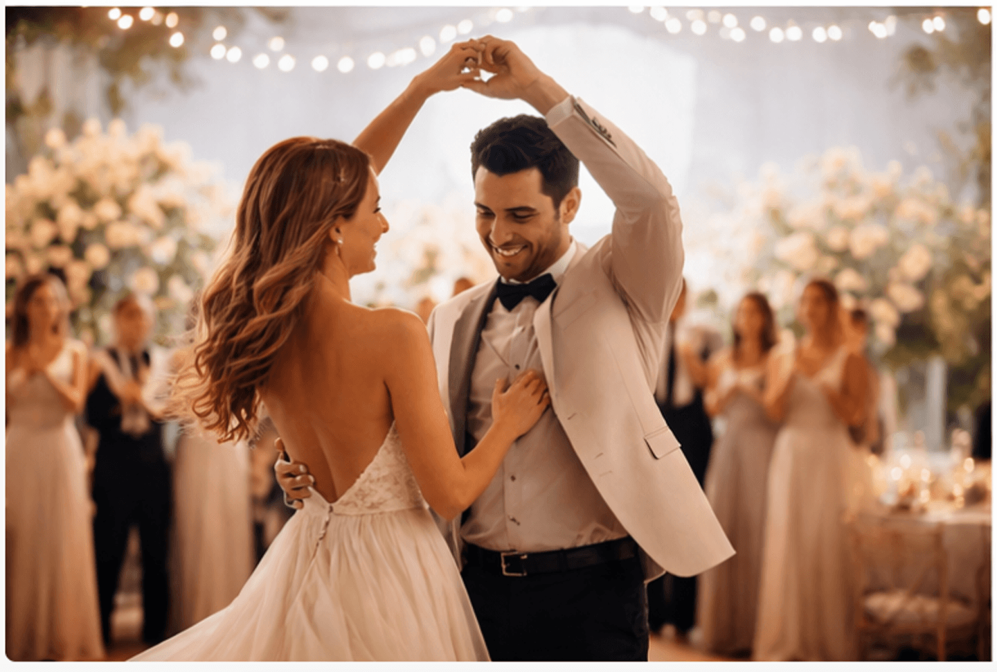 Couple dancing elegantly at a wedding