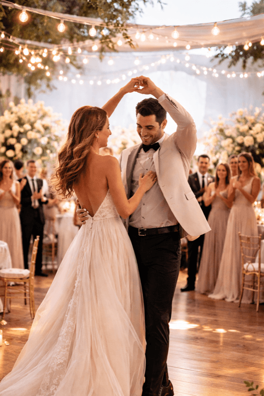 Couple dancing at a wedding